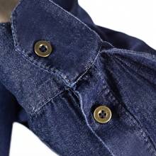 Long Sleeve Formal Jeans Shirt With Pockets - Men's Basic Long Sleeve Work Shirt In Dark Blue - 藍色 - 查看 6