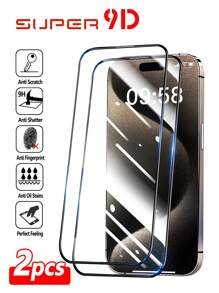 ZYONS 2Pcs Full Coverage High Definition Fullglue 2.5D 9H Cost Effective Phone Screen Protector With Tempered Glass, Compatible With IPhone 17 Pro Max/17 Pro/17 Air/17/, 16 Pro Max/16 Pro/16 Plus/16, 15/15Plus/15Pro/15Pro Max, 14/14Plus/14Pro/14Pro Max, 13/13Mini/13Pro/13Pro Max, 12/12Mini/12Pro/12Pro Max, 11/11Pro/11Pro Max, X/XS/XS Max, 8/8Plus/7/7Plus Series - Black - View 2