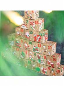 24 件/包 圣诞倒计时降临日历 带饼干和糖果 派对礼盒 圣诞装饰 圣诞派对礼品 圣诞派对用品 圣诞派对 圣诞快乐 平安夜 - 彩色 - 查看 4