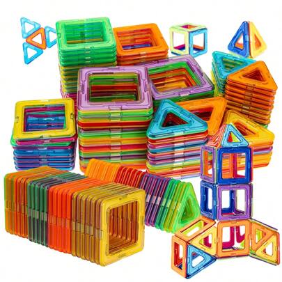 Magnetic Blocks Tough Tiles STEM Toys For 3+ Year Old Boys And Girls Learning By Playing Games For Toddlers Kids, Magnetic Tiles Building Blocks 3D (Small/Big Size)