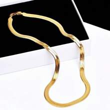 ZG YING ZHOU ZGYZ 1pc Fashionable Luxury High Polished 5.5mm Stainless Steel 18k Gold Plated Multi-Layer Snake Bone Chain Necklace, Suitable For Men & Women, Wedding, Party, Birthday, Engagement, Daily Wear, Sweater Chain Accessory