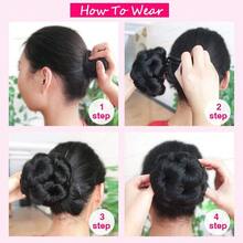 Moños postizos para el cabello, extensiones de moño de peluca para mujer, chignon, coleta, extensión de cabello artificial sintético trenzado con pinza para mujeres - Multicolor - Ver 4
