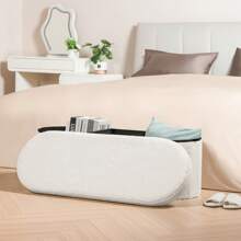 Folding Storage Ottoman, Long Ottomans Shoes Bench Ellipse , Teddy Storage Chest Footrest Seat 43.3"*14.96"*14.96"