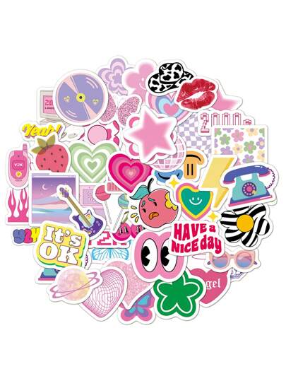 50pcs Feng Shui Cup Aesthetic Decoration Stickers For Girl's Scrapbook And Phone