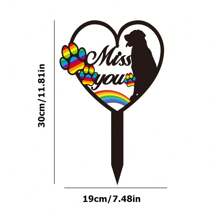 1入組寵物狗紀念墓碑金屬墓誌碑釘式花園紀念牌，適用於墓地、花園、戶外裝飾 - 彩色 - 查看 2