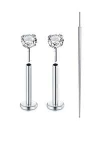 CIZME 3 bucăți 16G/18G/20G Butoane fără fir pentru nas Bijuterii piercing labret din oțel inoxidabil pentru Tragus Monroe Cercei pentru cartilaj Helix pentru buze pentru femei bărbați, șuruburi fără fir pentru nas CZ inele pentru nas pentru femei bărbați inele labret din oțel inoxidabil inele pentru buze ineluri pentru buze CZ Tragus Helix Piercing Bijuterii hipoalergenice, cercei cu spate plat