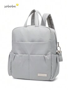 SOBOBA 1 pieza de Mochila para mamá y bebé grande y liviana con tela Oxford impermeable, color camel, apta para colgar en el cochecito y perfecta para actividades al aire libre