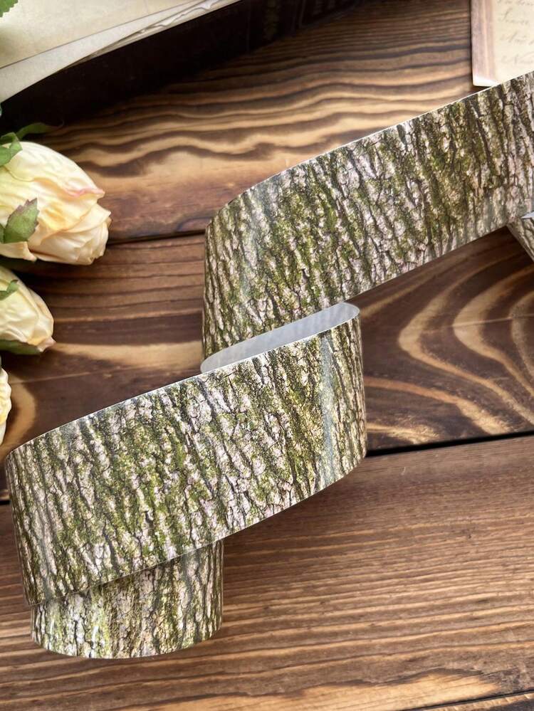 40mm*2m Wood Grain Theme Washi Tape, Forest Series Tree Bark & Tree Ring Pattern Decorative Tape For Journal & Diary Decoration - Multicolor - View 13