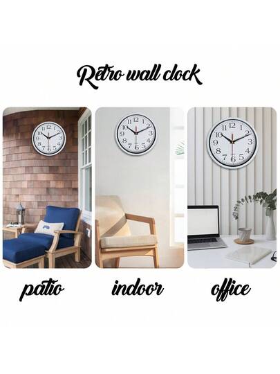 1pc Moderne Minimalist Zwart Wit Plastic Glass Wand Clock, Silent Quartz, Living Room, Bedroom, Office, Sizes Available: 8in, 10in, 12in (Battery Not Included),Home ,Room Klok Bedroom Dormitory Back To School view 6