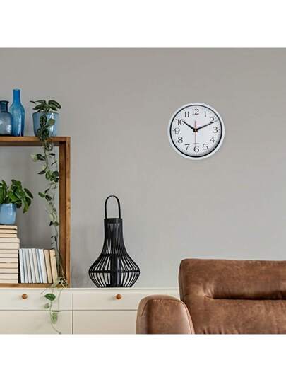 1pc Moderne Minimalist Zwart Wit Plastic Glass Wand Clock, Silent Quartz, Living Room, Bedroom, Office, Sizes Available: 8in, 10in, 12in (Battery Not Included),Home ,Room Klok Bedroom Dormitory Back To School view 8