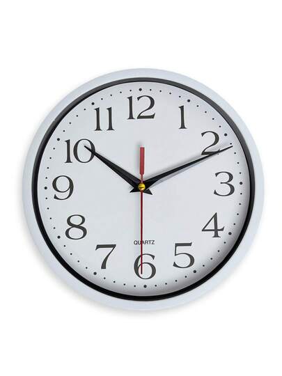 1pc Moderne Minimalist Zwart Wit Plastic Glass Wand Clock, Silent Quartz, Living Room, Bedroom, Office, Sizes Available: 8in, 10in, 12in (Battery Not Included),Home ,Room Klok Bedroom Dormitory Back To School view 3