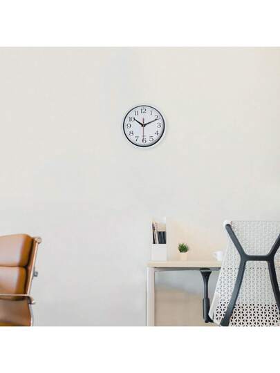 1pc Moderne Minimalist Zwart Wit Plastic Glass Wand Clock, Silent Quartz, Living Room, Bedroom, Office, Sizes Available: 8in, 10in, 12in (Battery Not Included),Home ,Room Klok Bedroom Dormitory Back To School view 9
