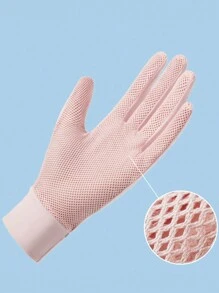 1Pair Lady Sunscreen Ice Silk Gloves Female Summer Sun Protection Gloves Fashion Cycling Driving Running Mittens Thin Anti-UV Gloves Short Flip Touchscreen Driving Cycling Non-Slip Gloves