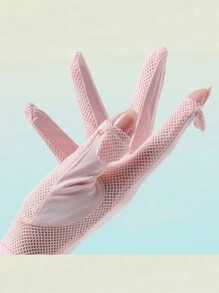 1Pair Lady Sunscreen Ice Silk Gloves Female Summer Sun Protection Gloves Fashion Cycling Driving Running Mittens Thin Anti-UV Gloves Short Flip Touchscreen Driving Cycling Non-Slip Gloves