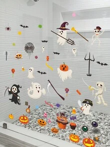 1pc Halloween Ghost Wall Sticker Self-Adhesive Waterproof Anti-Slip Bathtub Decoration Bathtub Sticker - Multicolor - View 1