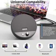 Jeecoo A10 USB Plug-N-Play Loa máy tính xách tay Loa máy tính Bluetooth có núm chỉnh âm lượng nhỏ & di động, dễ truy cập, Loa nhỏ có 3,5 mm Aux cho màn hình máy tính để bàn PC Thiết bị di động (Đơn) - màu đen - Xem 2