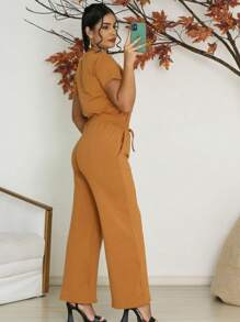 Women Two-Piece Outfits - Camel - View 2