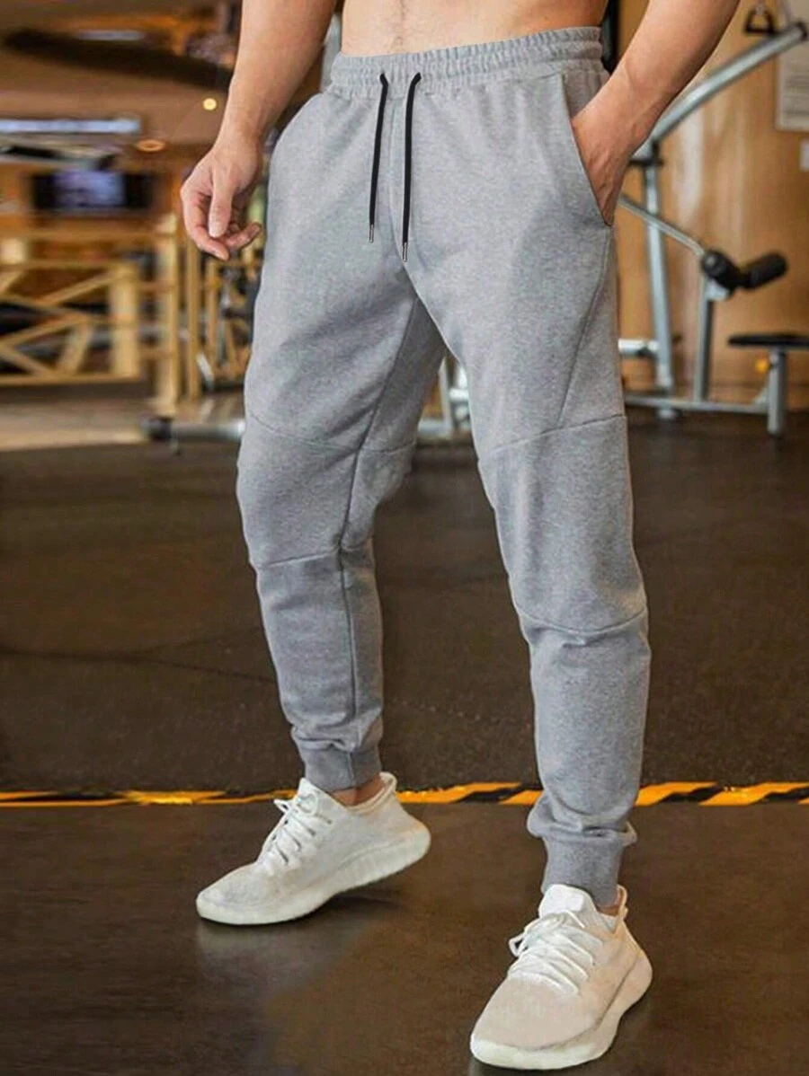 Pantalones de deporte con cordón para hombre (un solo color),Slim fit pantalones de deporte para hombre Pantalones de deporte con cordón Pantalones elásticos de ultra alta calidad con bolsillos, diseño con cordón, prácticos para las actividades diarias