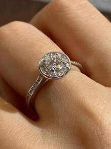 1 chiếc nhẫn đính hôn Moissanite tinh xảo, nhẫn đính hôn bạc S925, nhẫn cưới kỷ niệm vĩnh cửu, quà tặng trang sức xa xỉ cho phụ nữ trang sức cô dâu đính đá - Moissanite 30 điểm - Xem 5