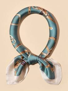 1pc Men's Fashionable Chain Pattern Retro Punk Style Printed Silk Scarf For Traveling And Going Out - A - View 13