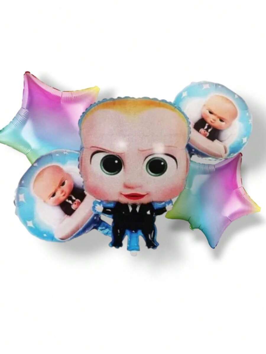 Set de 5 piezas de Globos metalicos decorativos Para Fiesta tematica Kit Jefe En Pañales Productos que te harán feliz y al festejado tambien! decoracion celebraciones boda cumpleaños aniversarios eventos regalo adorno divertido niños niño niña bebe mujer shower tops bolsas fundas botas fondos de fiesta - Multicolor - Ver 1