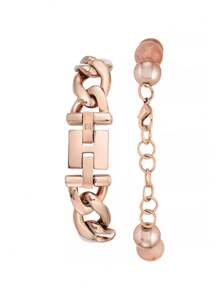 Anne Klein 女士石英表玫瑰金色链式手链表和串珠手链套装时尚圆形表盘手镯腕表配手链，送礼佳品，30 毫米 AK-2836SUNS - 粉色 - 查看 2