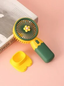 AOYI 1入組電池供電手持便攜式迷你風扇，卡通花朵設計，附帶USB充電線 - 彩色 - 查看 10