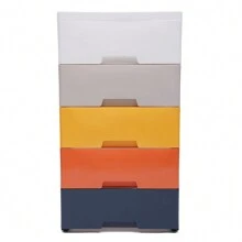 Cómoda de plástico, cómoda con cajones de plástico, cajón para ropa, armario de almacenamiento con 5 cajones, organizador de cómoda alta y estrecho con cajones de armario para la habitación de los niños o sala de juegos - Multicolor - Ver 3