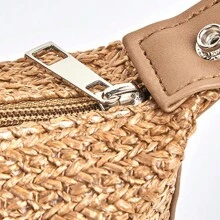 Straw Woven Makeup Bag Boho Cosmetics Storage Bag Portable Makeup Storage Bag Pouch Zipper Pouch Summer Essentials,Boho Vibes,For Holiday Beach, Bathroom Collection, Bedroom Collection, Large Capacity