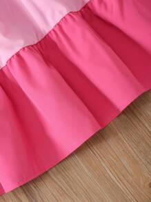 Tween Girls' Sleeveless Colorblock Casual Mini Dress, Suitable For Summer Holiday - Pink - View 4