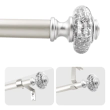 1 包银色加厚金属窗帘杆 28 英寸 - 122 英寸不锈钢窗帘轨道锡箔树脂装饰窗帘杆头管直径 1 英寸防水防锈且承重能力强多功能高品质可调节易于安装不易脱落窗帘杆浴帘杆适用于浴室、卧室、客厅使用和配件浴室装饰 - 銀色 - 查看 2