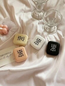 1 件甜美少女心可爱简约优雅隐形眼镜盒便携式防漏隐形眼镜盒套装带镜子和卸妆工具，隐形眼镜容器浸泡储存套件适合旅行和家庭 - 護理盒 - 查看 3