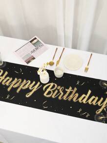 1 pieza Mantel de poliéster para cumpleaños en color negro y dorado, Cubremantel para mesa para decoración de fiesta de té de barbacoa de aniversario para hombres y mujeres. Decoración para cumpleaños de 90, 80, 70, 60, 50, 40 y 30 - oro negro - Ver 13