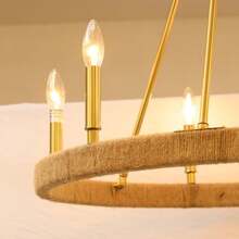ES-DIY Modern Crystal Pendant Light FixtureFinish Hanging Lighting Crystal Chandelier For Living RoomLED Kitchen - 黃金,黃麻 - 查看 1