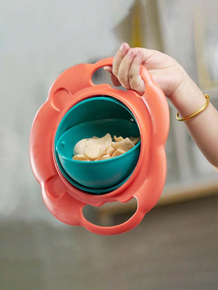 1pc 360° Rotating Anti-Spill Anti-Drop Baby Feeding Bowl, Saucer Shaped, Suitable For Infant & Toddler Daily Use
