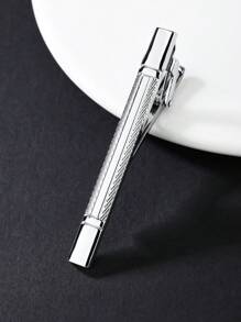 1 chiếc kẹp cà vạt bằng đồng thau thời trang dành cho doanh nhân dành cho nam giới, thích hợp để mặc hàng ngày - Bạc - Xem 6
