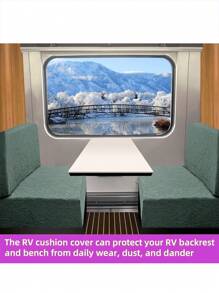 1入組房車沙發坐墊套，現代伸縮葉子提花通用座椅套，適用於房車、露營車、餐桌，全季節使用 - 綠色 - 查看 6