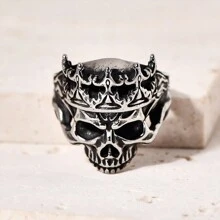 1pc luxe persoonlijkheid trendy schedelkroon roestvrijstalen ring voor heren