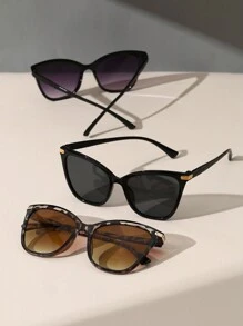 3副/套 女士个性化猫眼复古Y2K眼镜，适合户外旅行、街头摄影、驾驶、海滩休闲，是女士秋冬装、商务休闲装的理想选择，也是夏季海滩度假、户外活动和旅行的完美礼物。 - 黑紫灰白豆花 - 查看 6