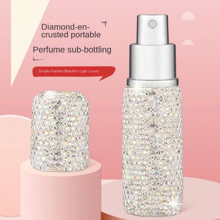 10ml Vacuum Pressing Perfume Sample Bottle With Rhinestone, Makeup Travel Mini Spray Bottle - White - View 1