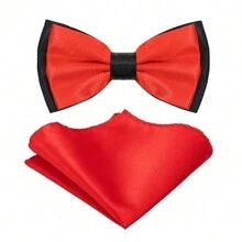 Men's Solid Color Pre-Tied Bow Tie And Pocket Square Set, Casual Men's Necktie,Accessories,Festival,Gifts,Graduation Gift,Accsesories - Multicolor - View 22