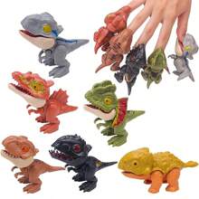 6 piezas de juguetes coleccionables de dinosaurios mordedores para exhibición, juego y figuras snap-on. Nuevo y creativo títere de mano de animal de dinosaurio para niños. - Multicolor - Ver 8