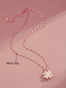 1 chiếc vòng cổ bằng thép không gỉ hình cỏ bốn lá xoay thời trang dành cho nữ, thích hợp cho tiệc tùng, đeo hàng ngày, phong cách châu Âu & Mỹ, cá nhân hóa, hào phóng, zirconia khối, trang sức cưới, quà tặng cho bé gái, người thân, bạn bè, sinh nhật, ngày lễ tình nhân, quà tặng cho người yêu - Hoa hồng vàng - Xem 3