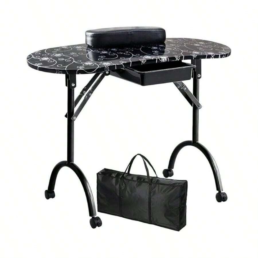 Mesa Manicure Portátil Uñas Salón Belleza Profesional - Negro - Ver 1
