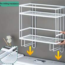 1入浴室馬桶上置物架，浴室收納置物架，浴室收納架，洗髮水和沐浴露收納架，浴室配件，浴室收納及整理 - 彩色 - 查看 6