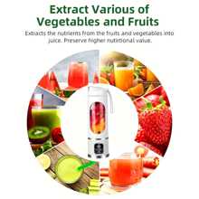 7.4V Portable USB Charging Mini Blender And Juicer - 3 Modes, Digital Display, 12 Blades, Easy To Clean, Perfect For Travel And On-The-Go Fresh Juice Extraction,Vegetable,Fruit ,,Food,,Kitchen,Kitchen Items,Kitchen Tools,Kitchen Things. - White Green Purple - View 10