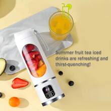 7.4V Portable USB Charging Mini Blender And Juicer - 3 Modes, Digital Display, 12 Blades, Easy To Clean, Perfect For Travel And On-The-Go Fresh Juice Extraction,Vegetable,Fruit ,,Food,,Kitchen,Kitchen Items,Kitchen Tools,Kitchen Things. - White Green Purple - View 2