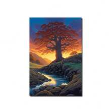 1入組帆布幻想樹景畫，時尚的牆飾藝術海報適用於臥室/走廊（不包括相框） - 彩色 - 查看 7