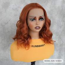 14 Inches Ginger Wig Short Curly Wig Orange Wig Bob Wig Charming Women Beach Wave Wigs For Cosplay Party - Ginger - View 4