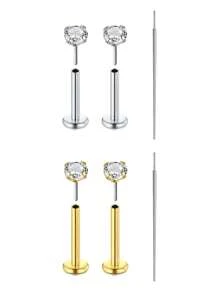 CIZME 3 bucăți 16G/18G/20G Butoane fără fir pentru nas Bijuterii piercing labret din oțel inoxidabil pentru Tragus Monroe Cercei pentru cartilaj Helix pentru buze pentru femei bărbați, șuruburi fără fir pentru nas CZ inele pentru nas pentru femei bărbați inele labret din oțel inoxidabil inele pentru buze ineluri pentru buze CZ Tragus Helix Piercing Bijuterii hipoalergenice, cercei cu spate plat